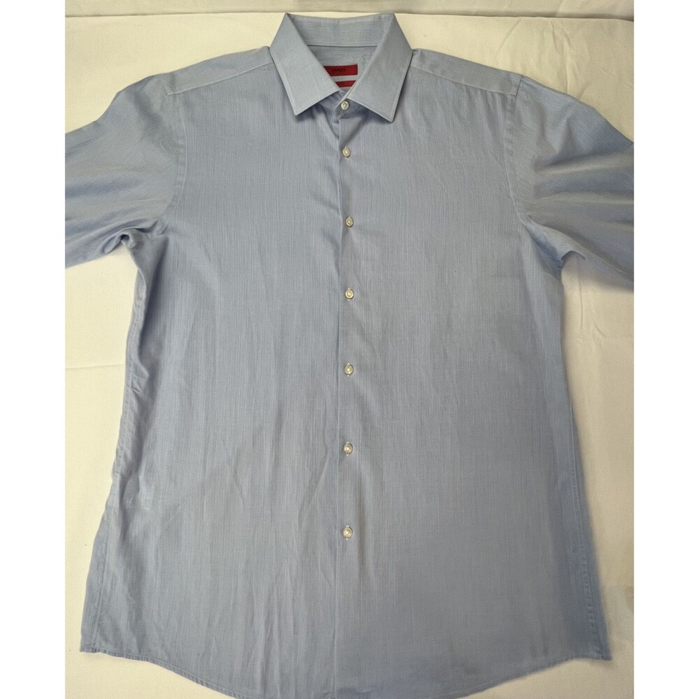 Hugo Boss Blue Sharp Fit Long Sleeve Button Up Dress Shirt Size 16-1/2 32/33